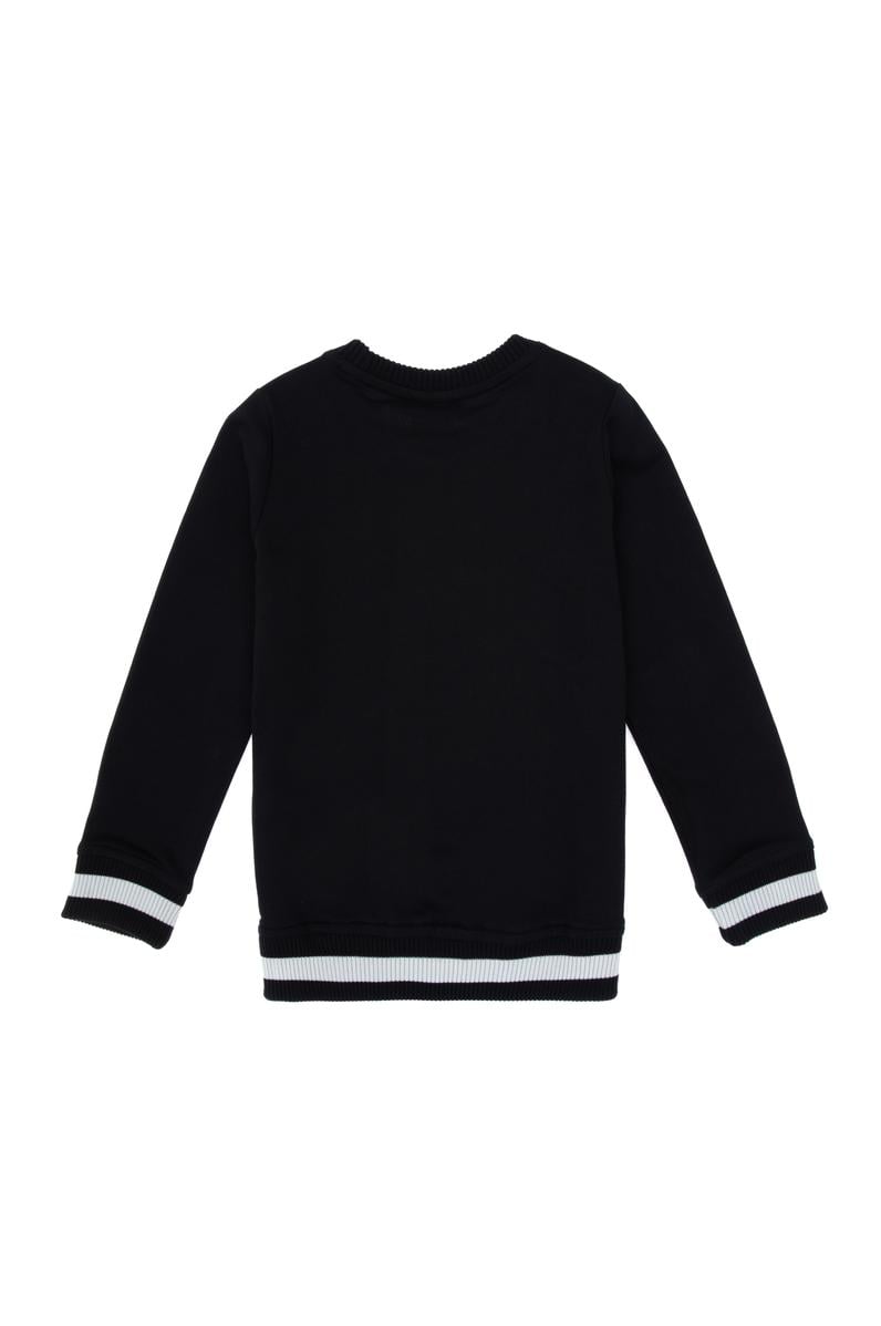 Erkek Çocuk Siyah Basic Bisiklet Yaka Sweatshirt