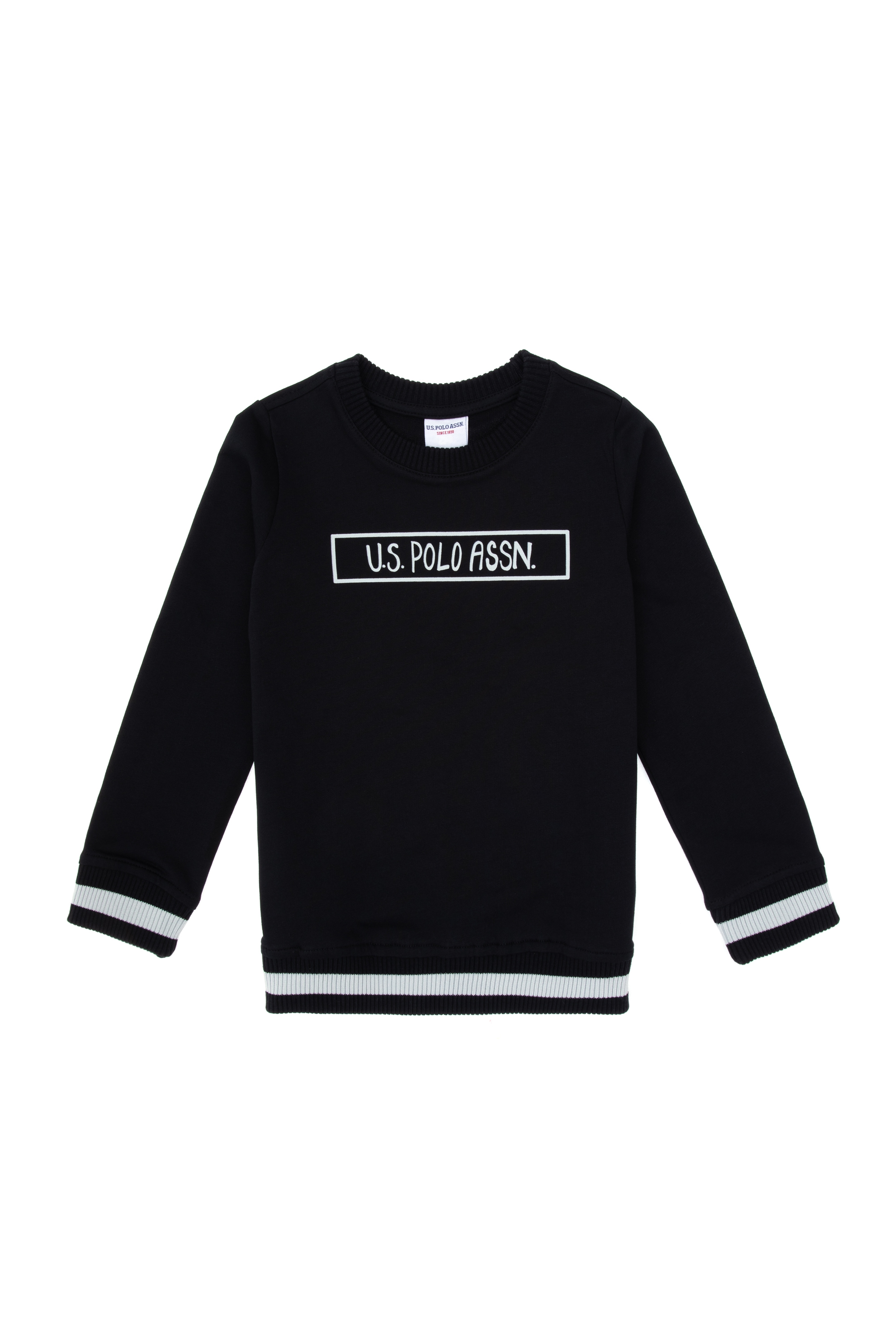 Erkek Çocuk Siyah Basic Bisiklet Yaka Sweatshirt - Image 1