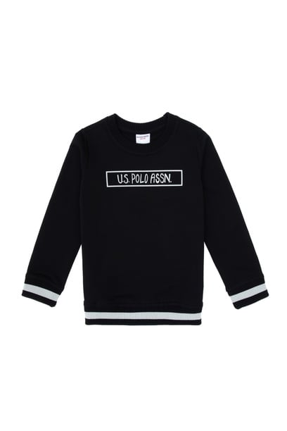 Erkek Çocuk Siyah Basic Bisiklet Yaka Sweatshirt