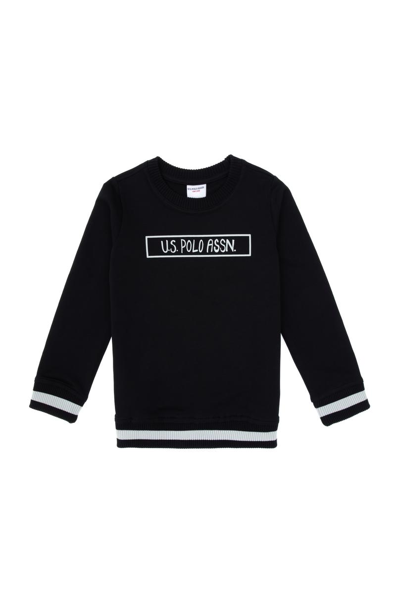 Erkek Çocuk Siyah Basic Bisiklet Yaka Sweatshirt