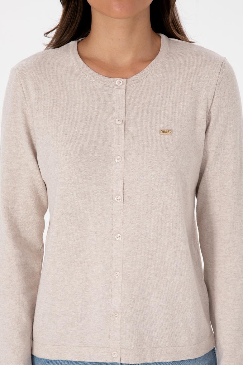 Kadın Taş Melanj Basic Triko Hırka - 50307719050