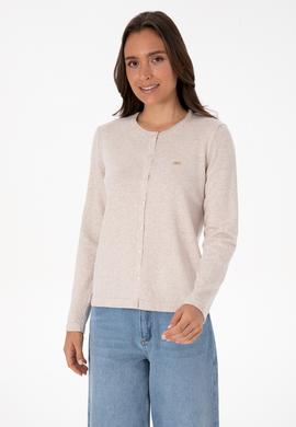 Kadın Taş Melanj Basic Triko Hırka - 50307719050