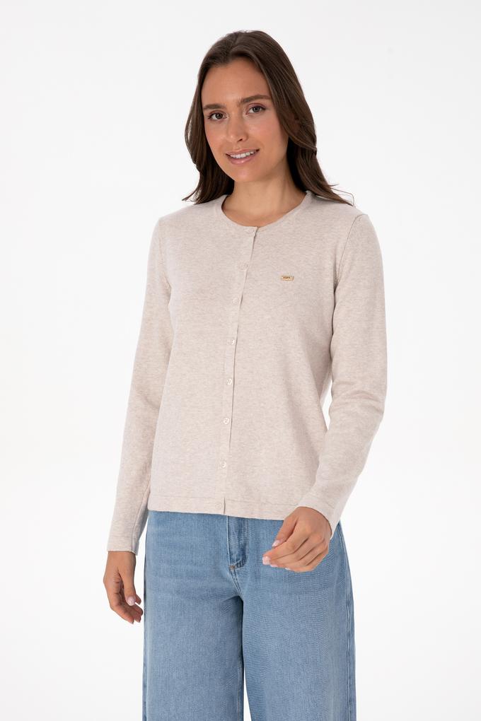 Kadın Taş Melanj Basic Triko Hırka