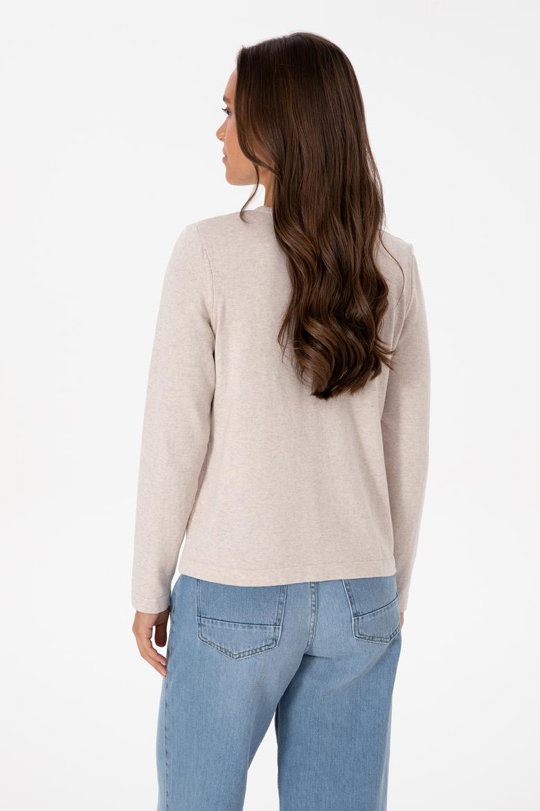 Kadın Taş Melanj Basic Triko Hırka - 50307719050