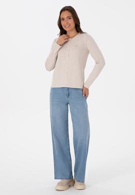 Kadın Taş Melanj Basic Triko Hırka - 50307719050