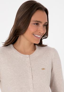 Kadın Taş Melanj Basic Triko Hırka - 50307719050