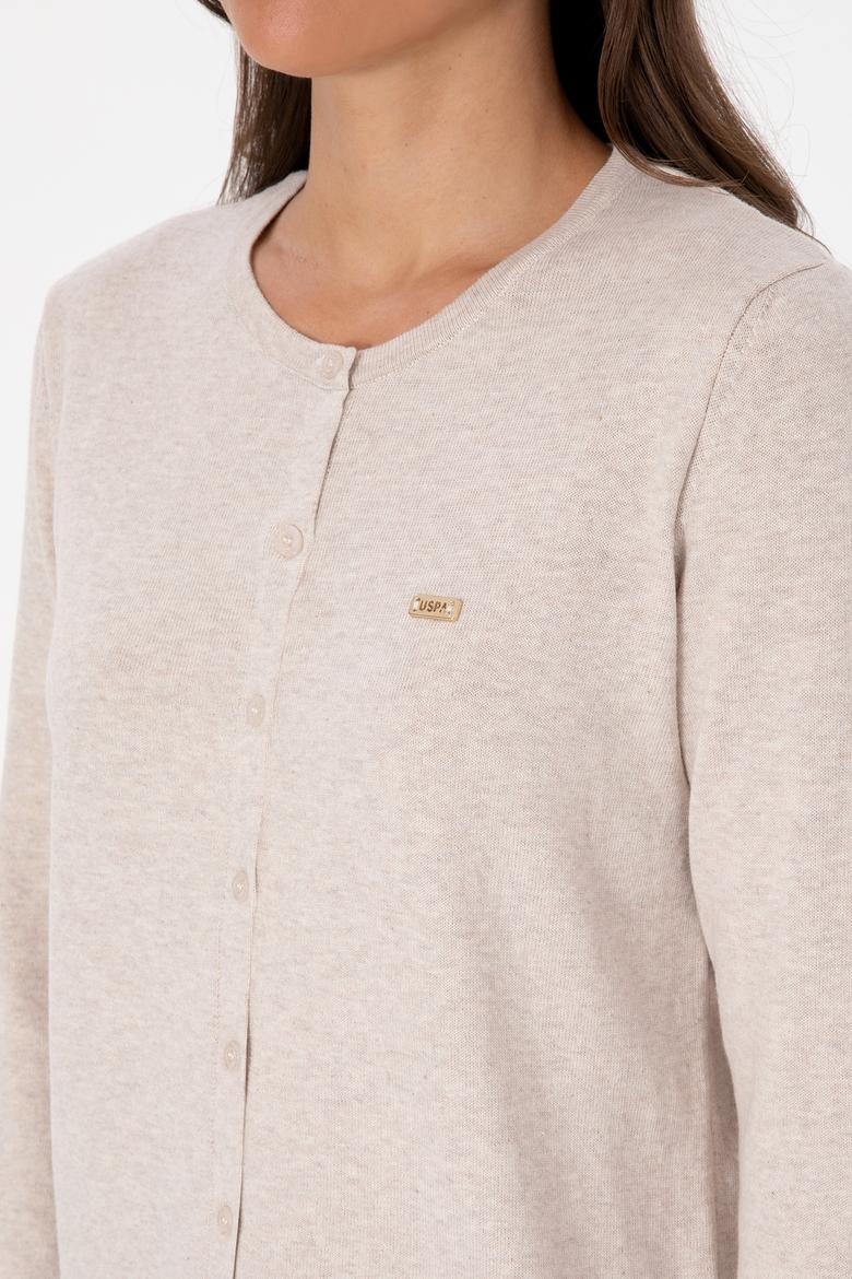 Kadın Taş Melanj Basic Triko Hırka - 50307719050