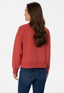 Kadın Kiremit Bisiklet Yaka Basic Sweatshirt - 50307752025