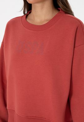 Kadın Kiremit Bisiklet Yaka Basic Sweatshirt - 50307752025