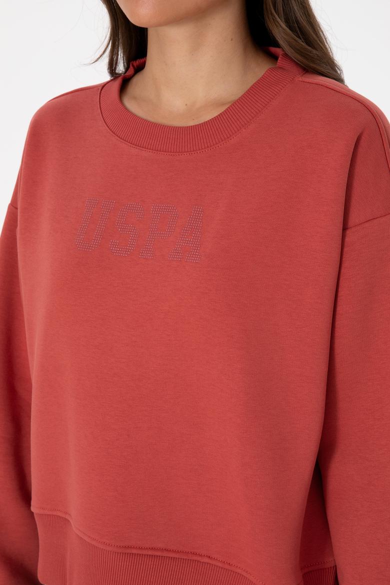 Kadın Kiremit Bisiklet Yaka Basic Sweatshirt - 50307752025