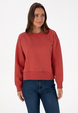 Kadın Kiremit Bisiklet Yaka Basic Sweatshirt - 50307752025