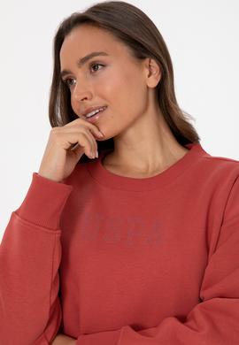 Kadın Kiremit Bisiklet Yaka Basic Sweatshirt - 50307752025