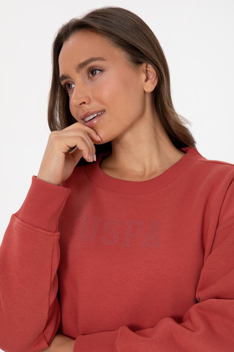 Kadın Kiremit Bisiklet Yaka Basic Sweatshirt - 50307752025