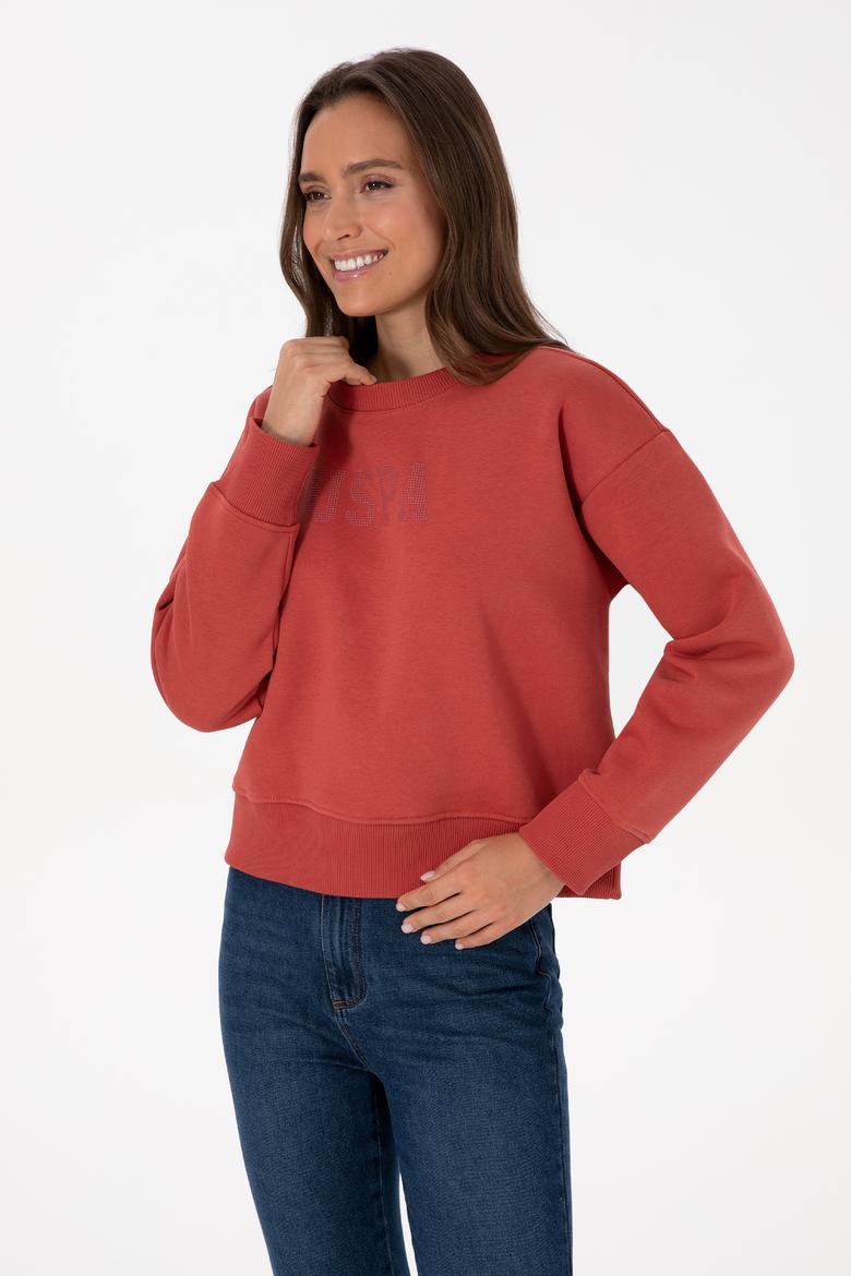 Kadın Kiremit Bisiklet Yaka Basic Sweatshirt - 50307752025