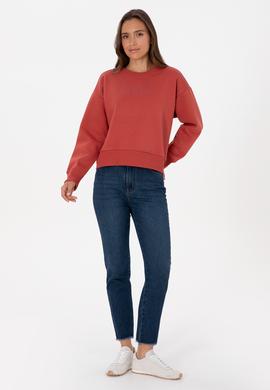 Kadın Kiremit Bisiklet Yaka Basic Sweatshirt - 50307752025