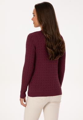 Kadın Bordo Basic Kazak - 50307700034