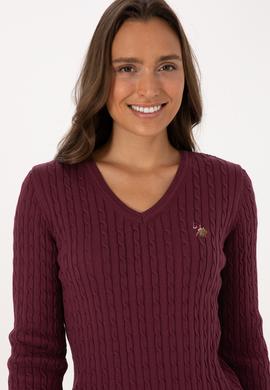 Kadın Bordo Basic Kazak - 50307700034