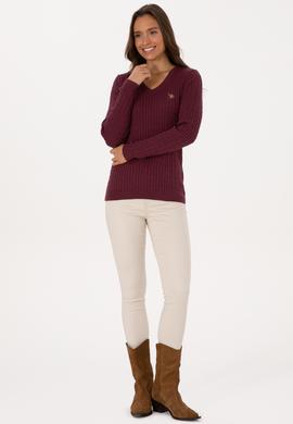 Kadın Bordo Basic Kazak - 50307700034