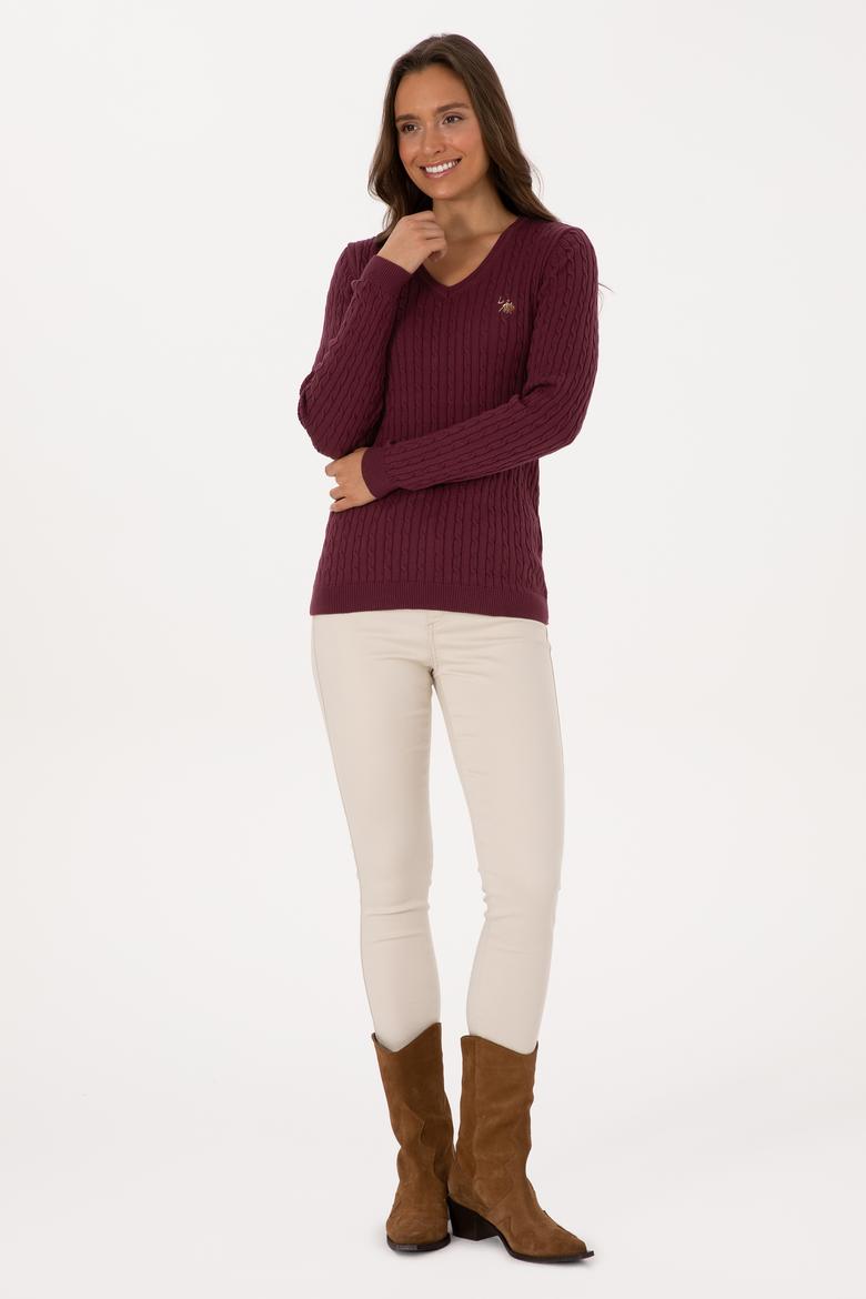 Kadın Bordo Basic Kazak - 50307700034