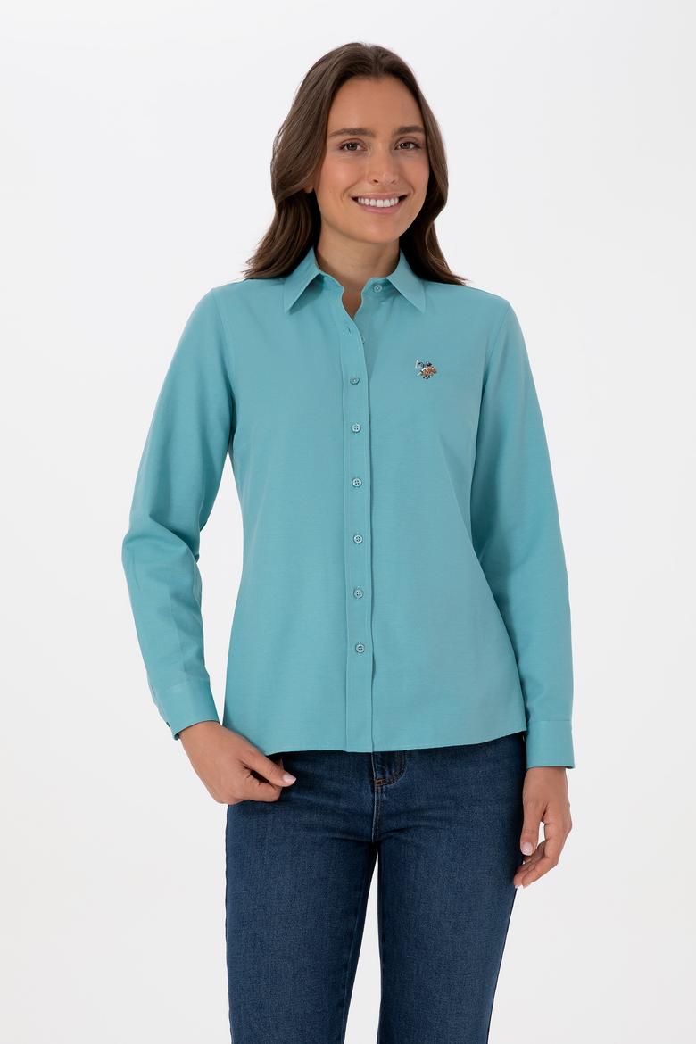 Kadın Mint Uzun Kollu Basic Gömlek