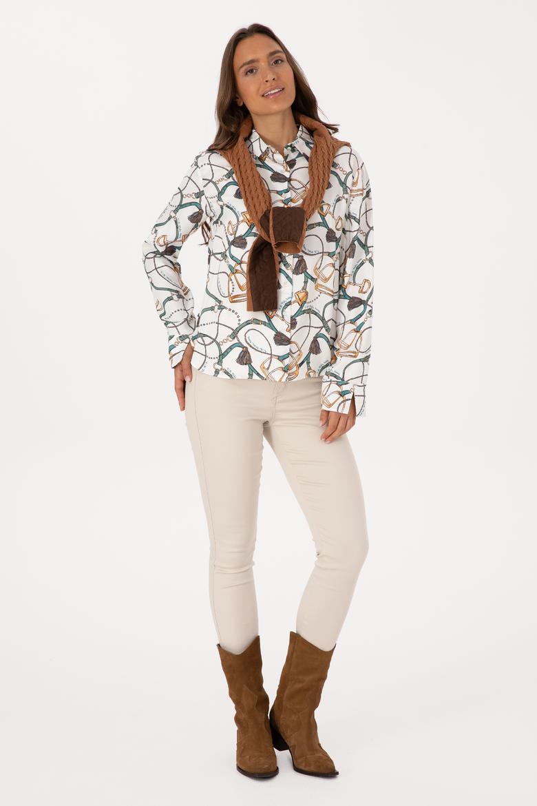 Kadın Krem Uzun Kollu Gömlek - 50308979014