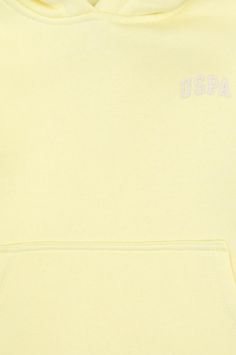 Kız Çocuk Sarı Kapüşonlu Şardonlu Basic Sweatshirt