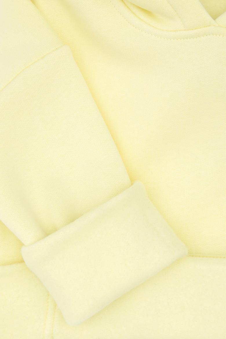 Kız Çocuk Sarı Kapüşonlu Şardonlu Basic Sweatshirt - 50314304016