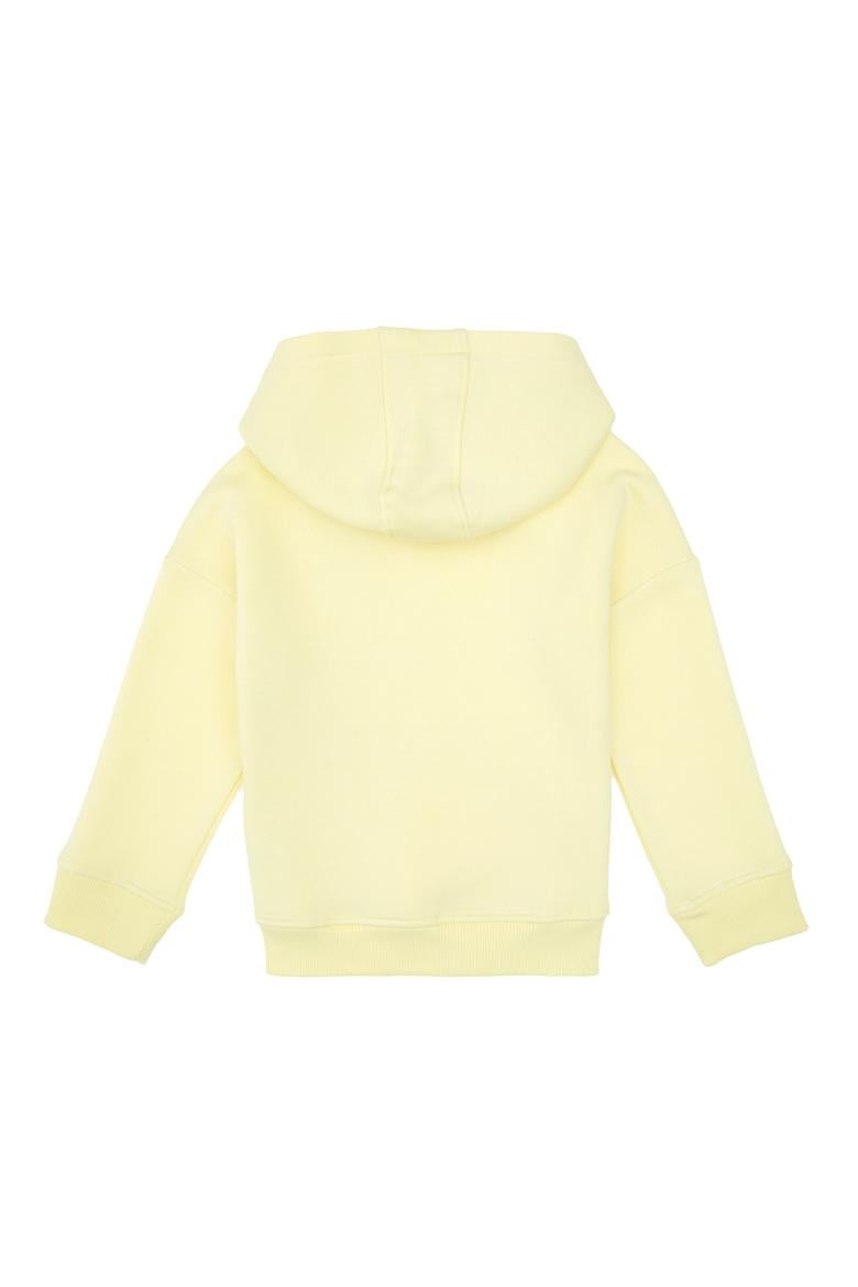 Kız Çocuk Sarı Kapüşonlu Şardonlu Basic Sweatshirt - 50314304016