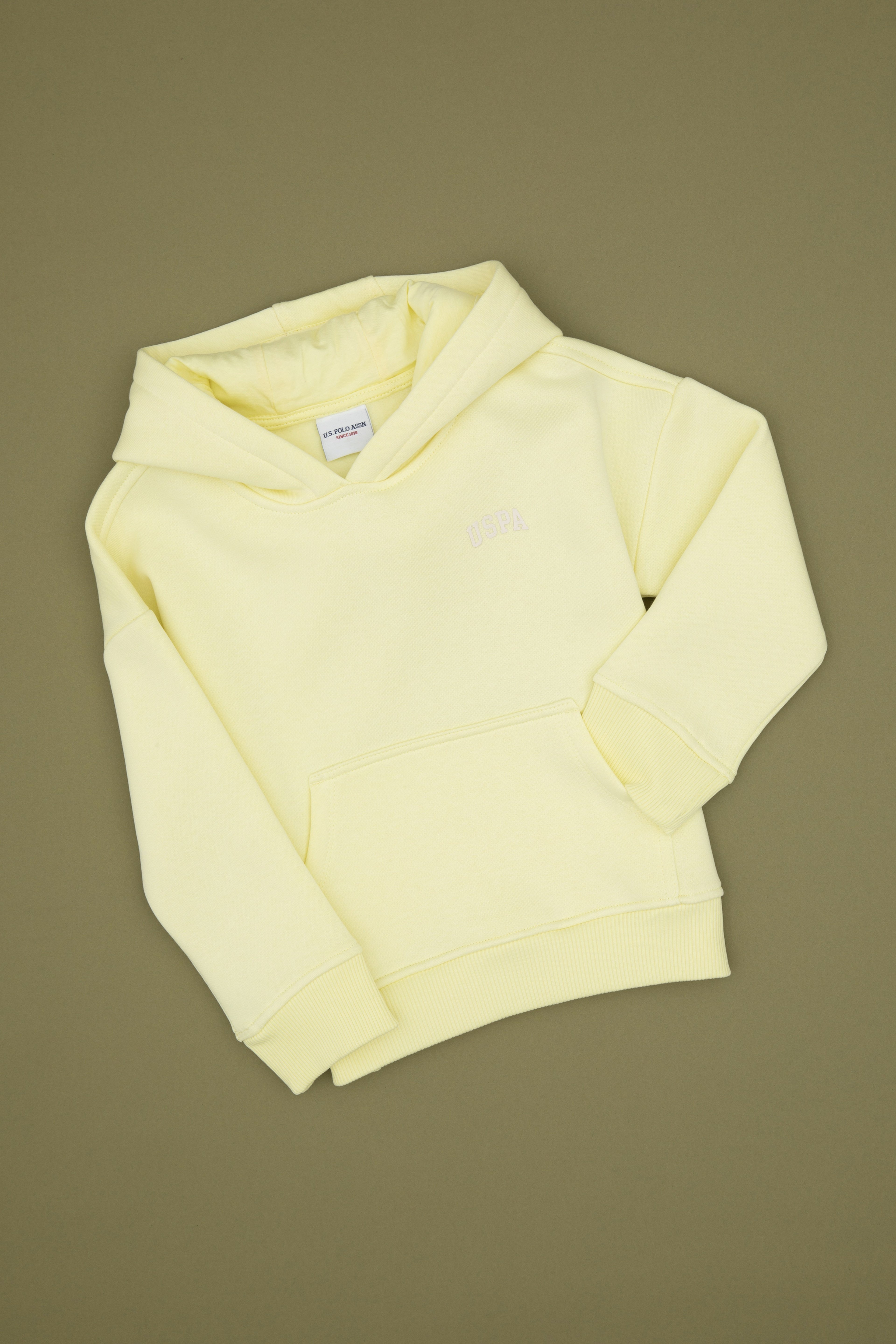 Kız Çocuk Sarı Kapüşonlu Şardonlu Basic Sweatshirt - Image 3