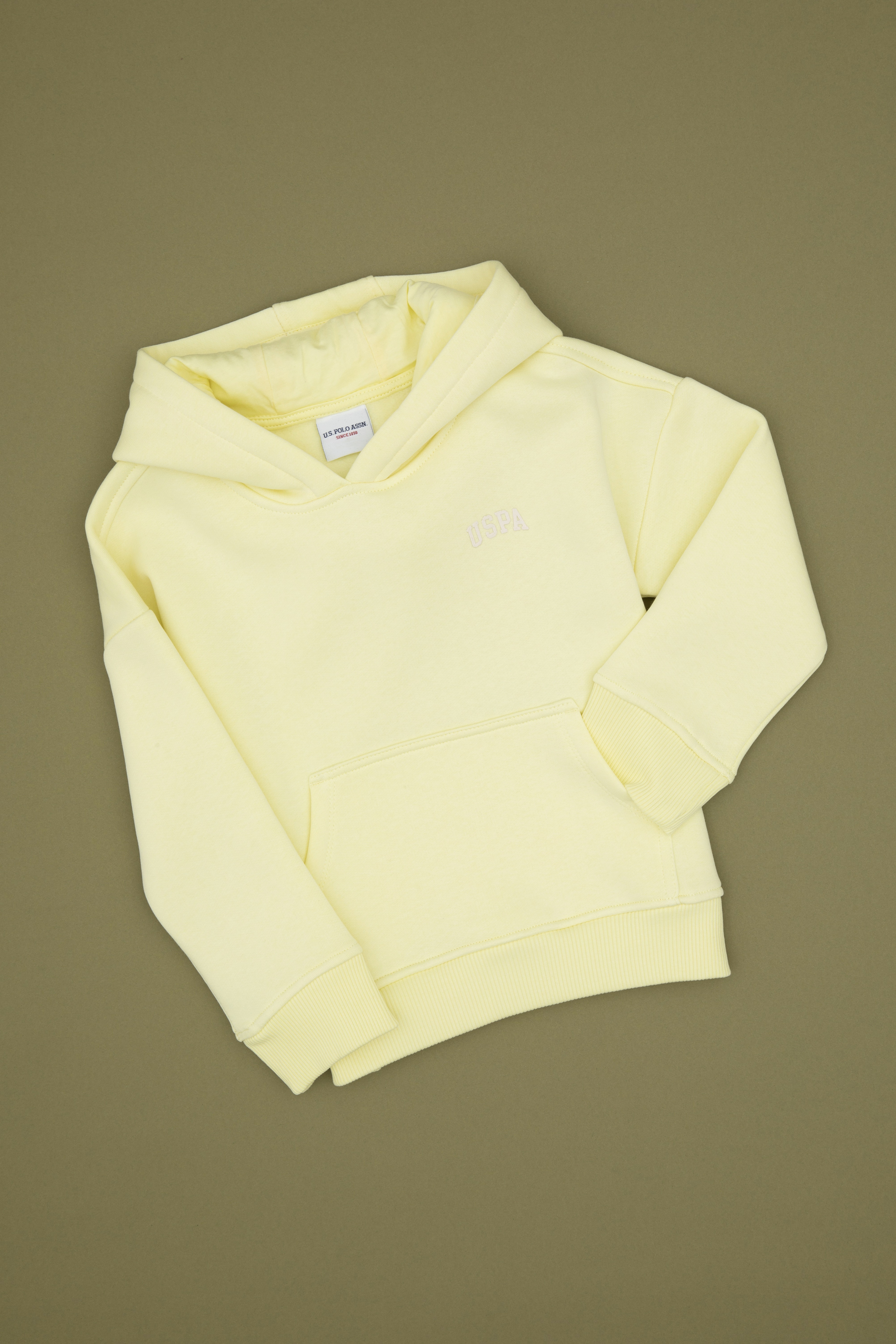 Kız Çocuk Sarı Kapüşonlu Şardonlu Basic Sweatshirt