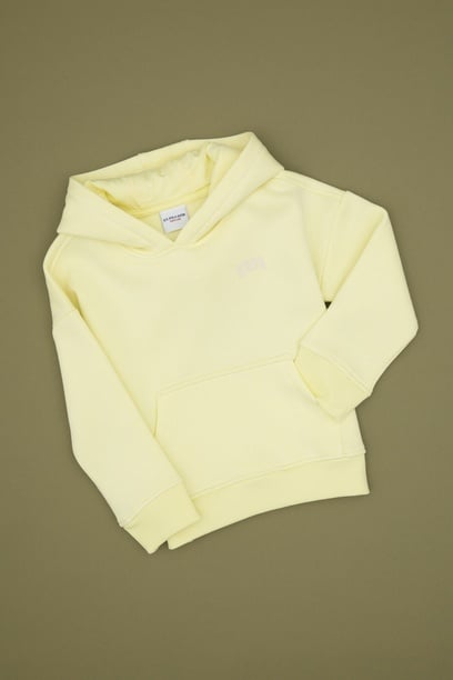 Kız Çocuk Sarı Kapüşonlu Şardonlu Basic Sweatshirt