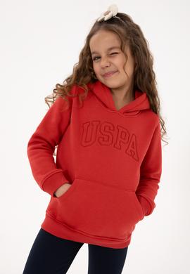 Kız Çocuk Kiremit Kapüşonlu Şardonlu Basic Sweatshirt - 50314311089