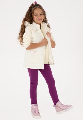 Kız Çocuk Krem Kapitone Kapüşonlu Şişme Yelek - 50313059010