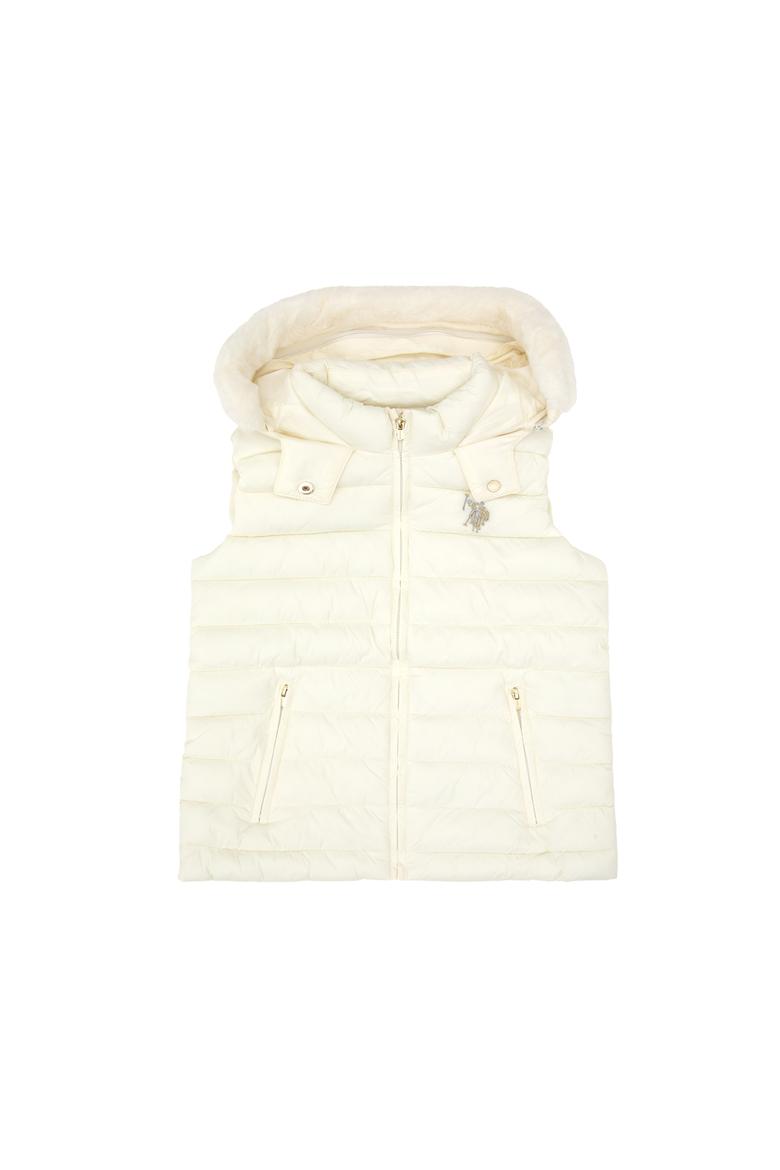 Kız Çocuk Krem Kapitone Kapüşonlu Şişme Yelek - 50313059010