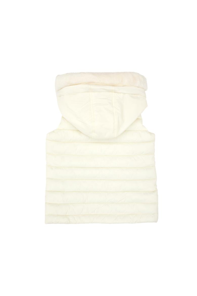 Kız Çocuk Krem Kapitone Kapüşonlu Şişme Yelek - 50313059010