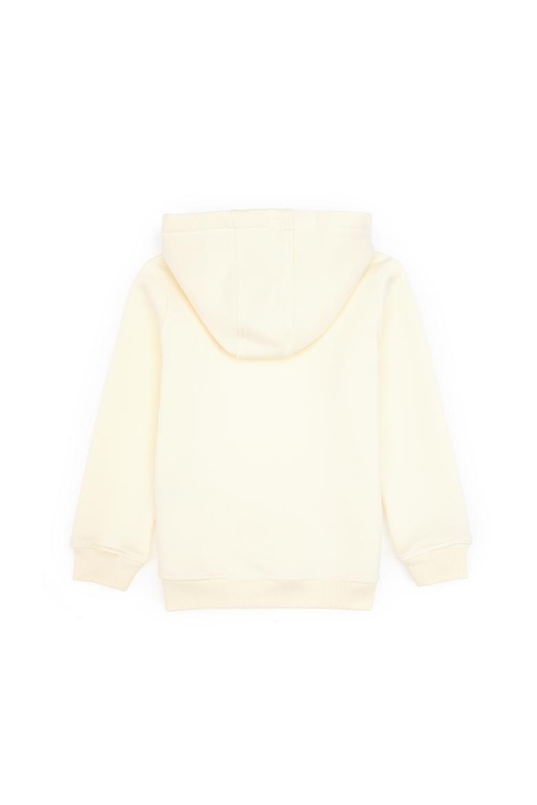 Kız Çocuk Krem Payet İşlemeli Şardonlu Kapüşonlu Basic Sweatshirt - 50314257076