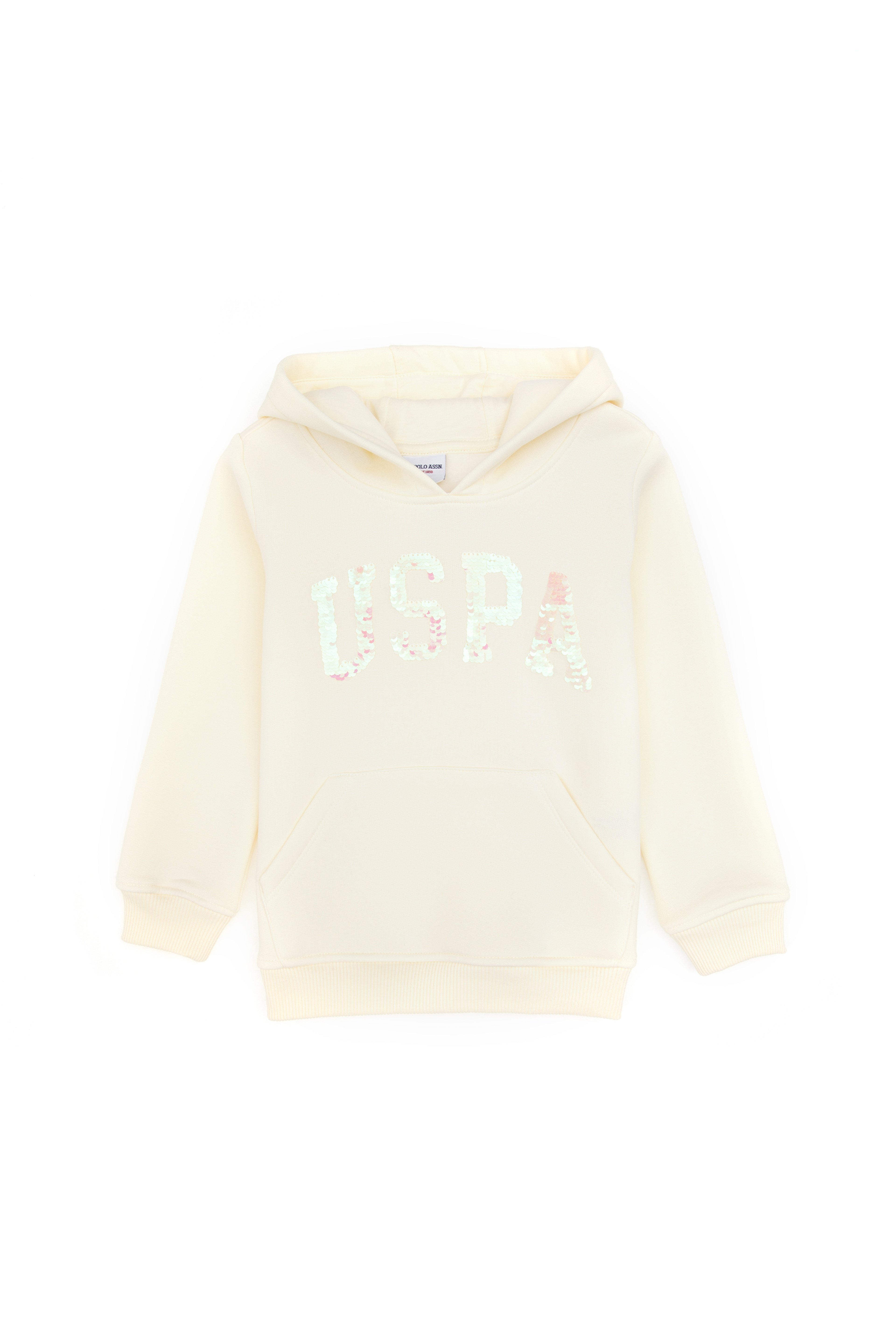 Kız Çocuk Krem Payet İşlemeli Şardonlu Kapüşonlu Basic Sweatshirt - Image 4