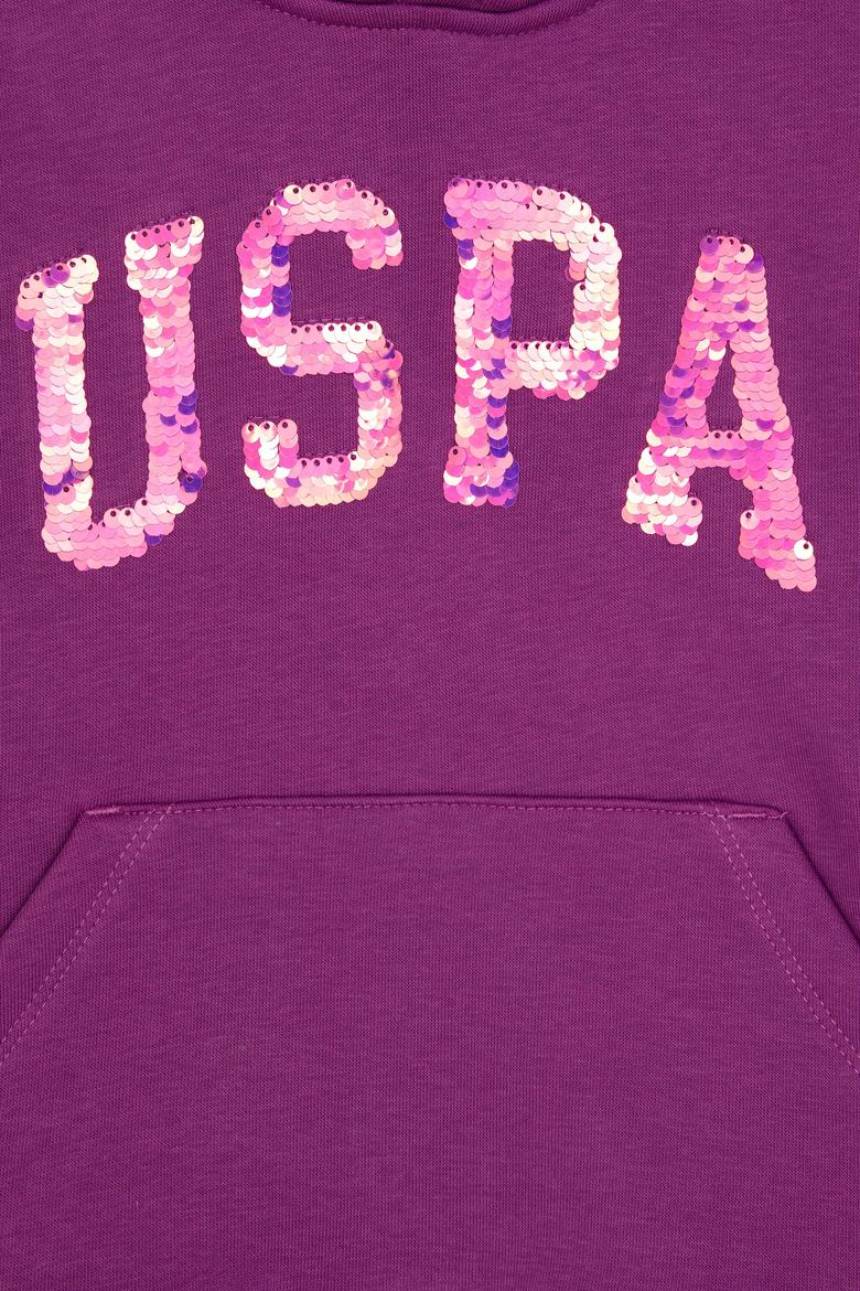 Kız Çocuk Menekşe Payet İşlemeli Şardonlu Kapüşonlu Basic Sweatshirt - 50314257016