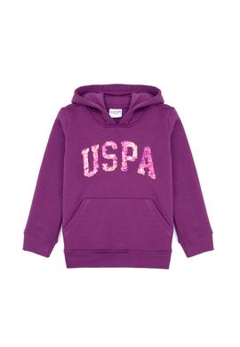 Kız Çocuk Menekşe Payet İşlemeli Şardonlu Kapüşonlu Basic Sweatshirt - 50314257016