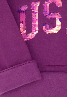 Kız Çocuk Menekşe Payet İşlemeli Şardonlu Kapüşonlu Basic Sweatshirt - 50314257016