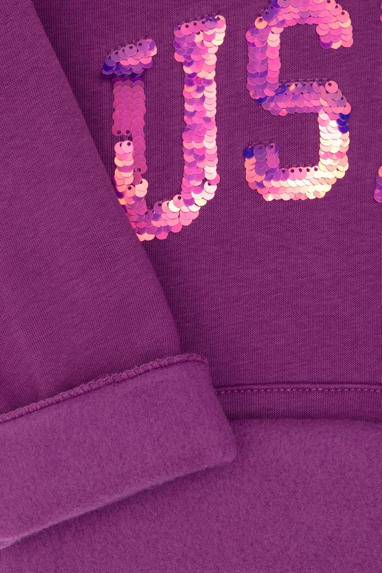 Kız Çocuk Menekşe Payet İşlemeli Şardonlu Kapüşonlu Basic Sweatshirt - 50314257016