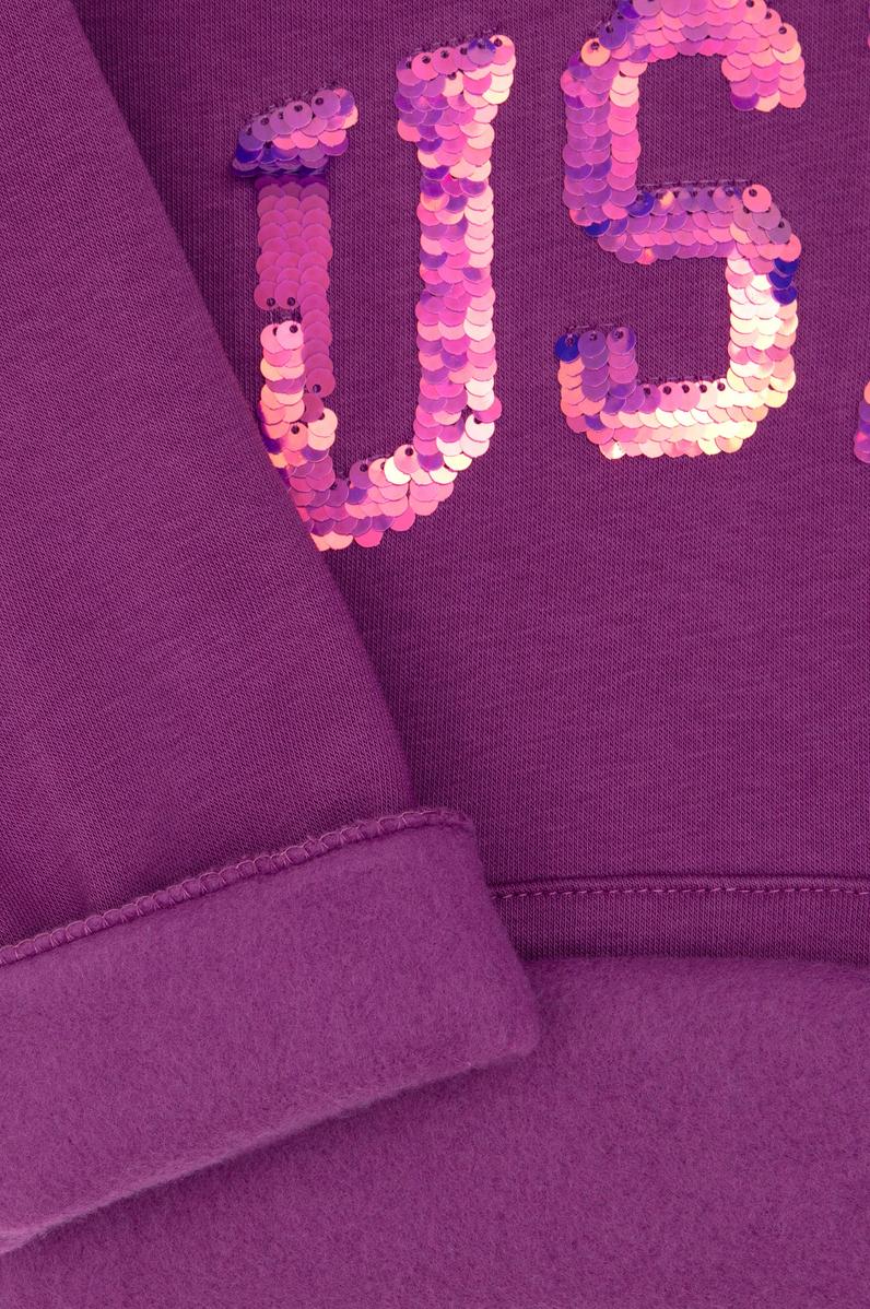 Kız Çocuk Menekşe Payet İşlemeli Şardonlu Kapüşonlu Basic Sweatshirt