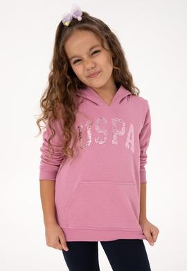Kız Çocuk Pembe Payet İşlemeli Kapüşonlu Basic Sweatshirt - 50314312010