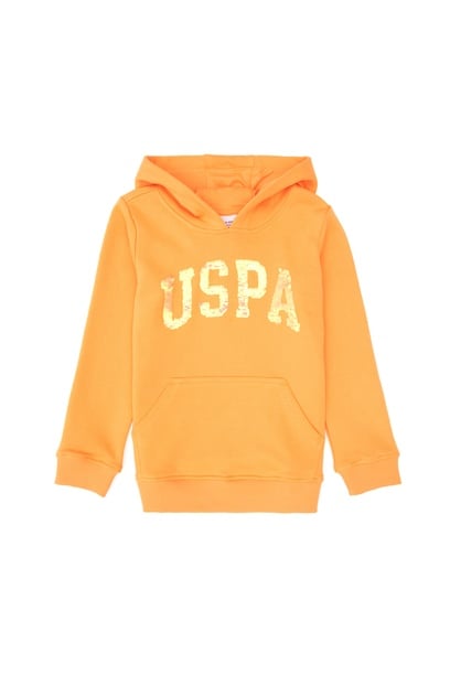 Kız Çocuk Kavun Payet İşlemeli Kapüşonlu Basic Sweatshirt