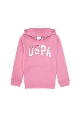 Kız Çocuk Pembe Payet İşlemeli Kapüşonlu Basic Sweatshirt - 50314312010