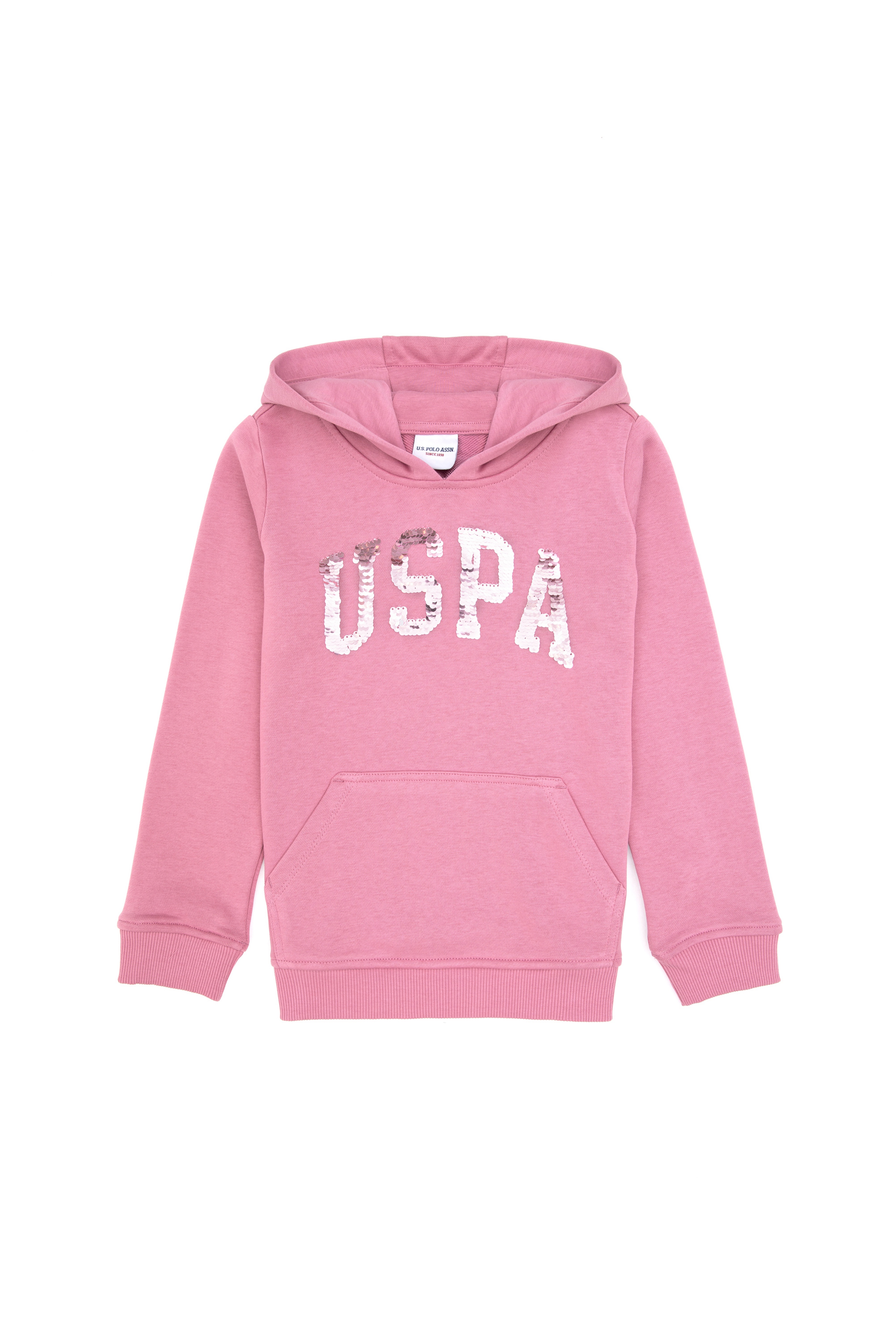 Kız Çocuk Pembe Payet İşlemeli Kapüşonlu Basic Sweatshirt - Image 4