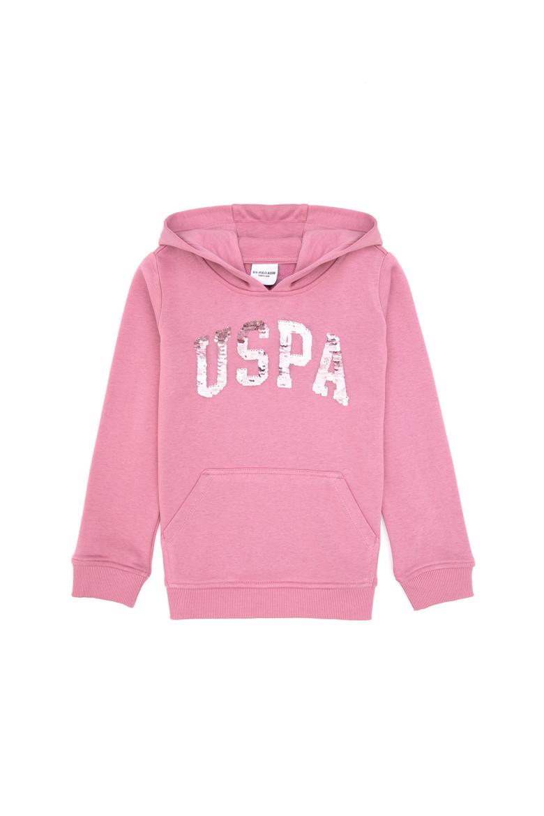 Kız Çocuk Pembe Payet İşlemeli Kapüşonlu Basic Sweatshirt - 50314312010