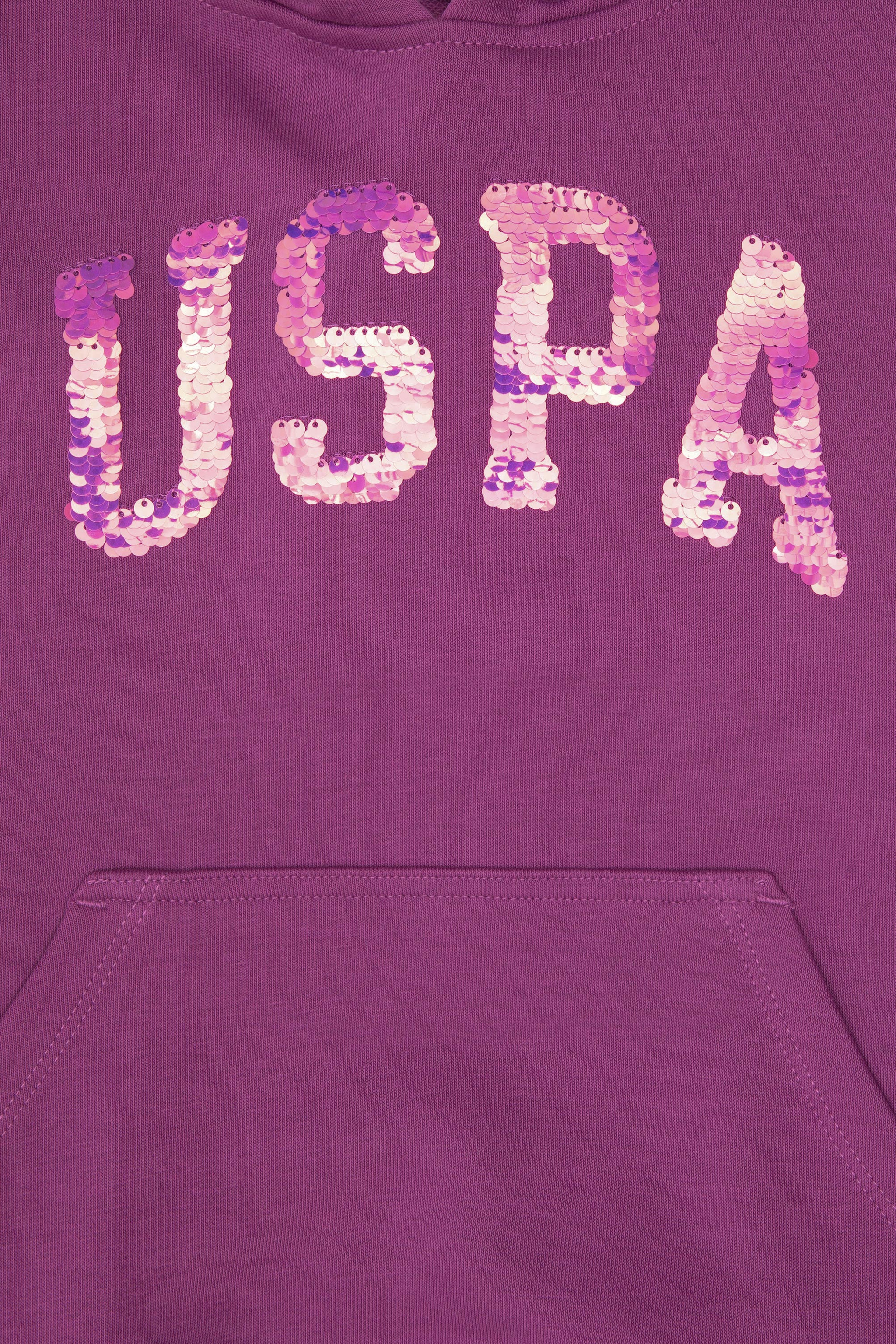 Kız Çocuk Menekşe Payet İşlemeli Kapüşonlu Basic Sweatshirt - Image 5