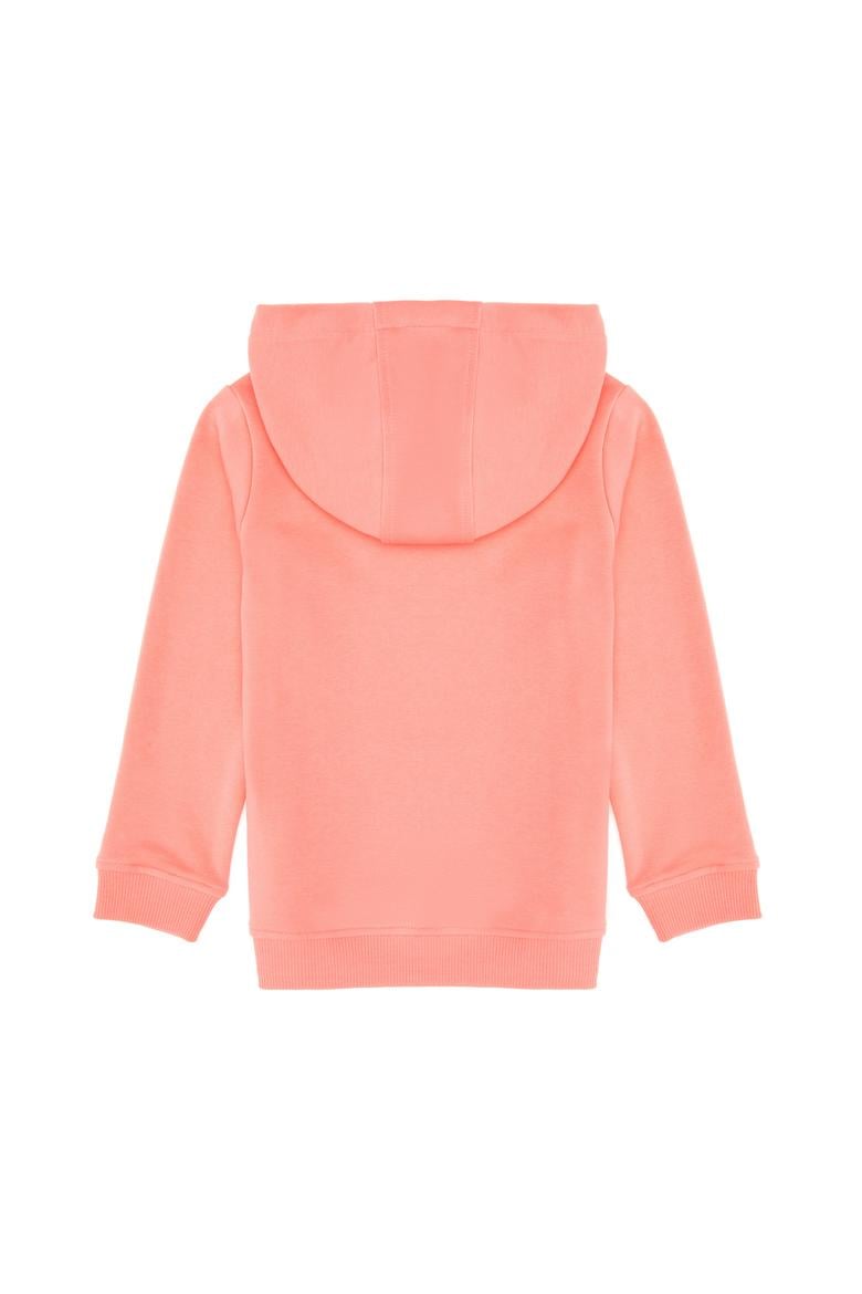Kız Çocuk Neon Pembe Payet İşlemeli Kapüşonlu Basic Sweatshirt - 50314312022