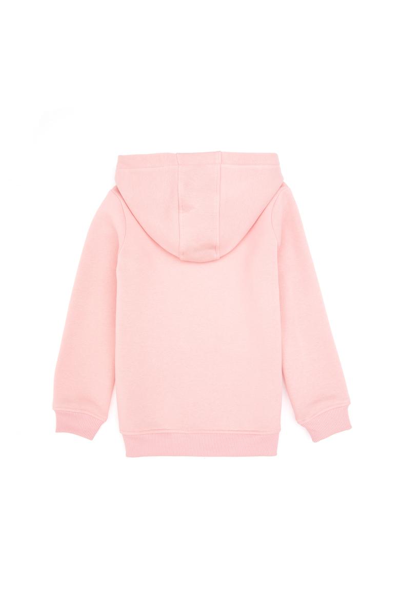 Kız Çocuk Toz Pembe Payet İşlemeli Şardonlu Kapüşonlu Basic Sweatshirt - 50314257084